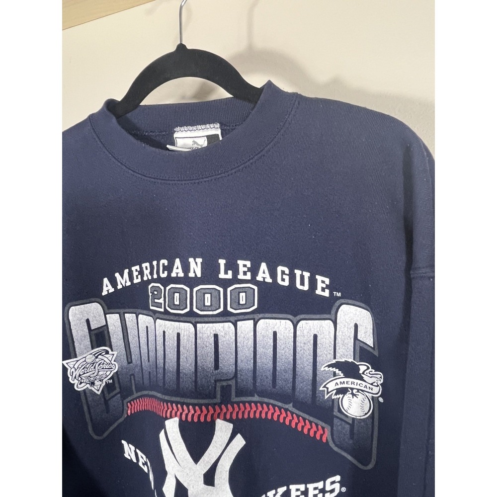 Vintage Y2K Puma New York Yankees Sweatshirt 2000 AL Champs Men's Large Navy (H) - Picture 5 of 8